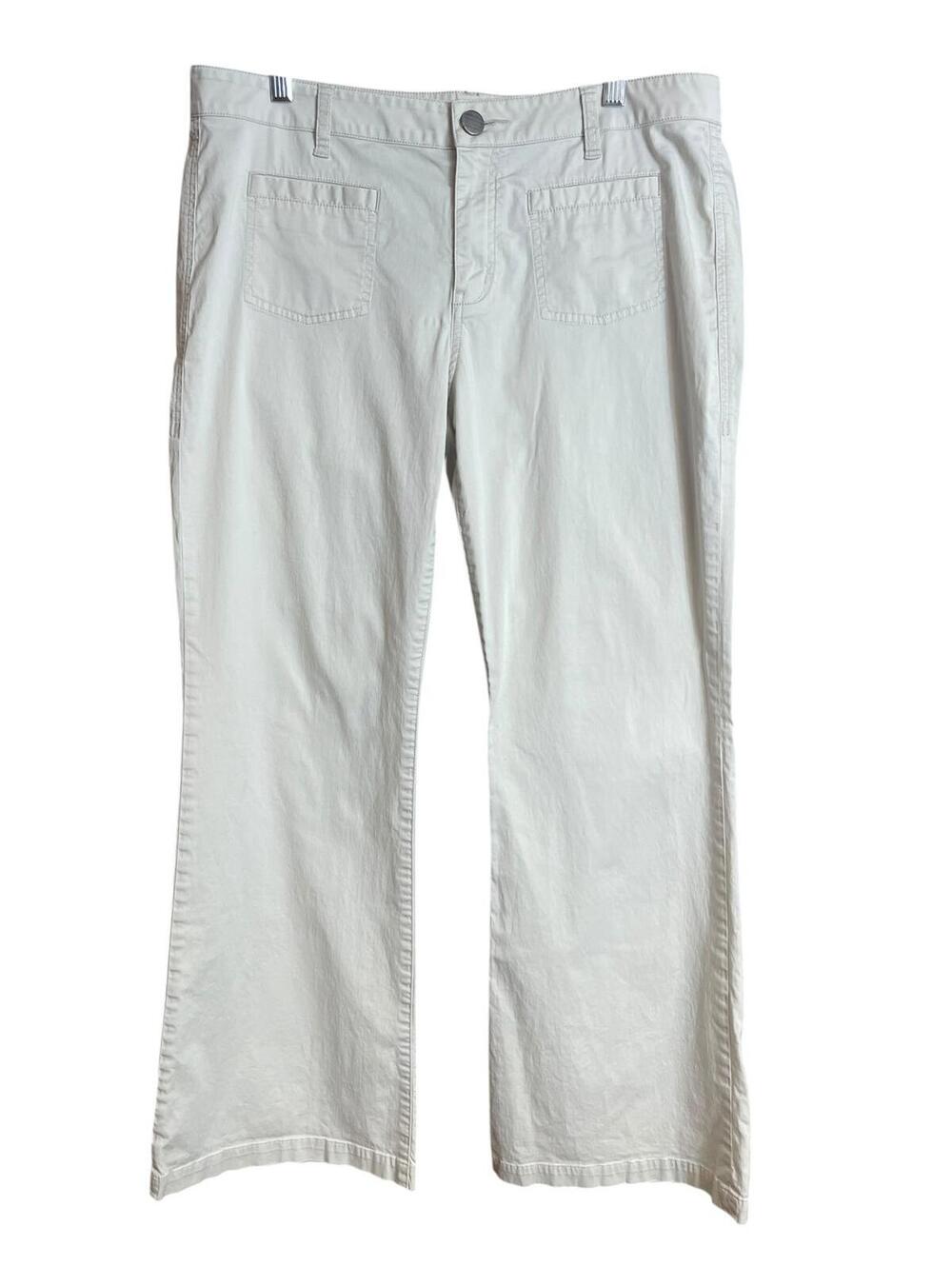 Cabi mid to high rise khaki cotton flare pants 14